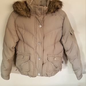 Calvin Klein Tan Warm Puffer Winter Jacket Size Large with Hood